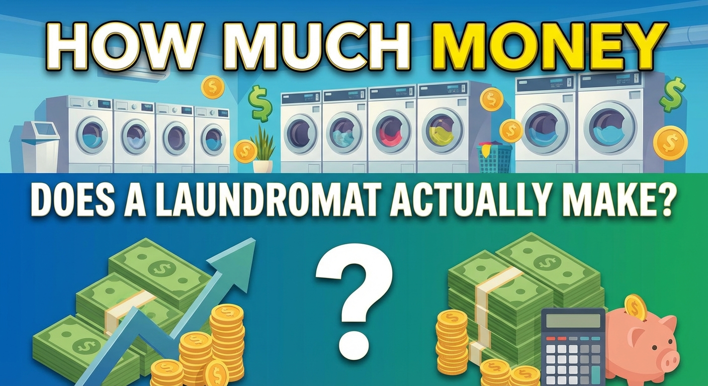 Data charts showing laundromat income and revenue statistics