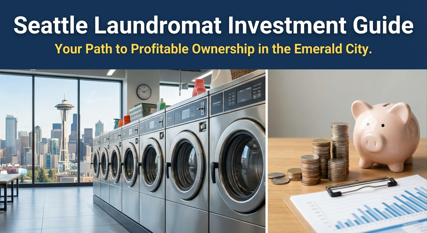 Seattle skyline with Space Needle and laundromat market analysis