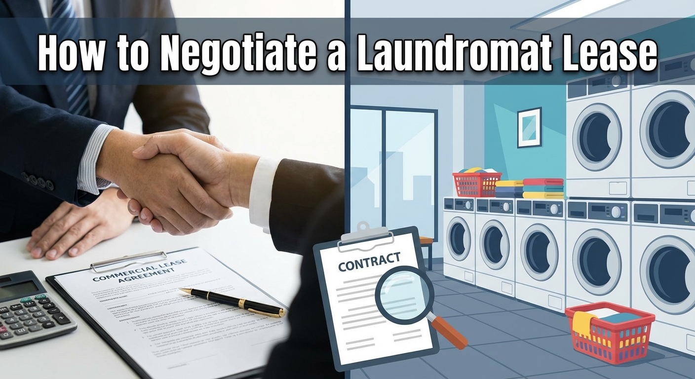 Commercial lease agreement document for a laundromat retail space