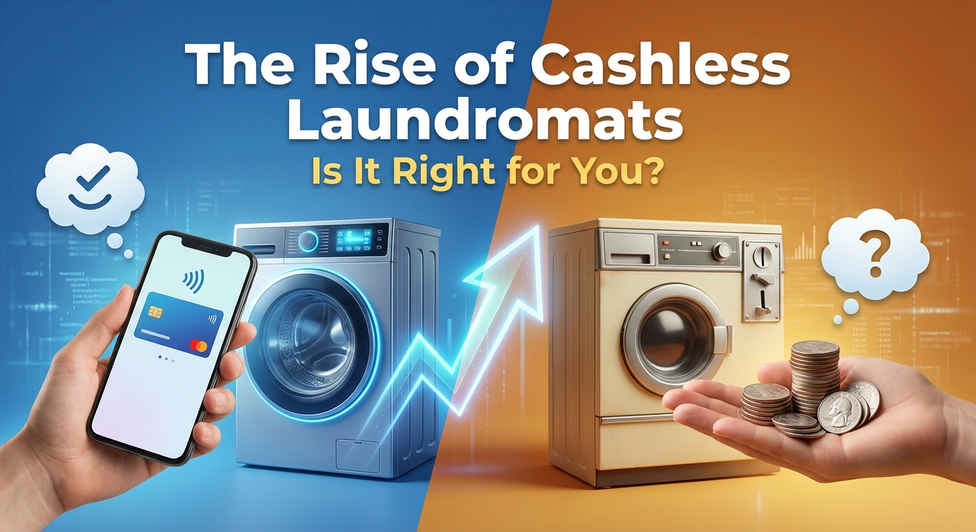 Contactless card reader installed on a commercial washing machine