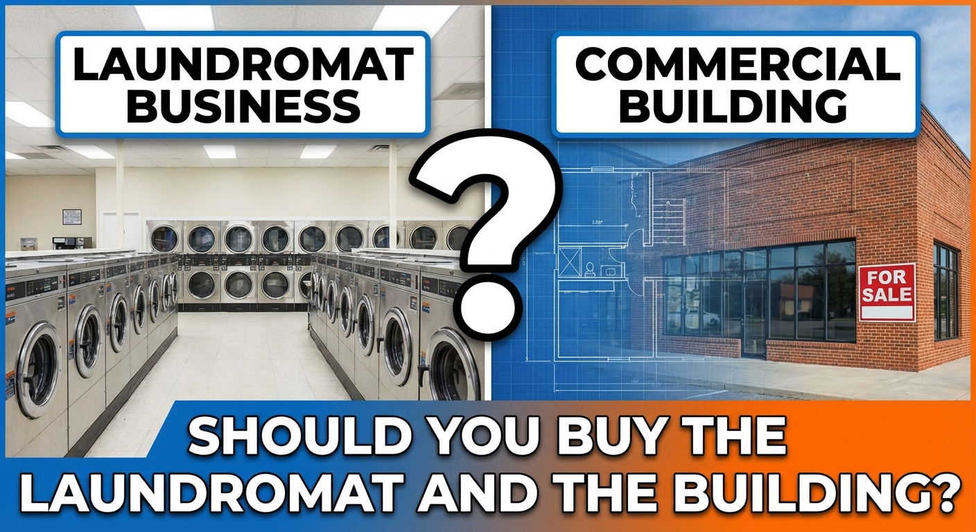 Commercial building with laundromat storefront illustrating real estate acquisition strategy